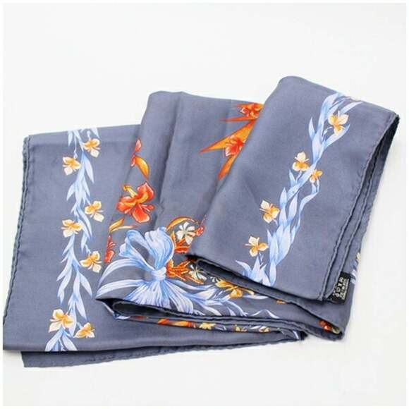 HERMES Authentic Blue Silk Scarf - Picture 10 of 11